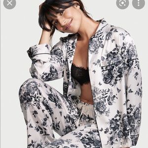 Matching long sleeve silk pajama sets Victoria secret